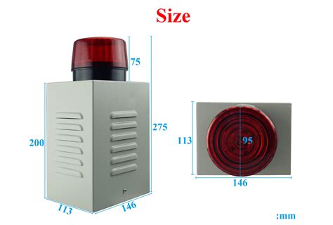 red light alarm on large metal box outside apartment|box with red light on top.